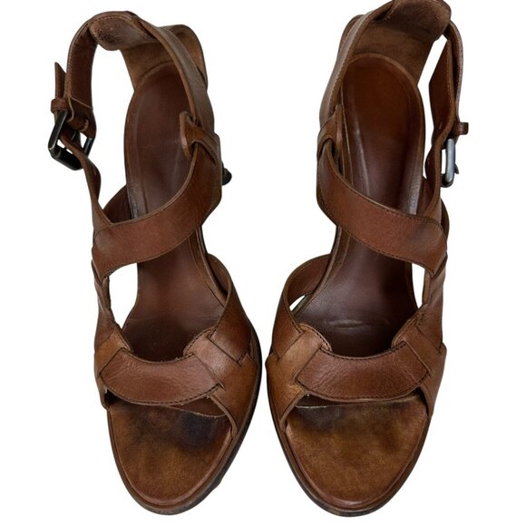 Bottega Veneta Leather Strappy Sandals Brown Size US 5.5 EU 36 High Heel Copper - Picture 9 of 15